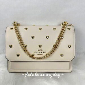 Coach Klare Crossbody Bag With Heart Rivets In Leather/Gold/Chalk CDB01 NWT